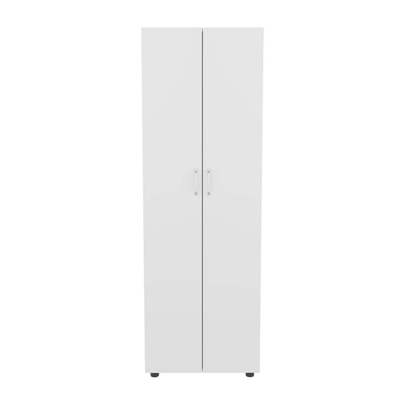 Armoire,Two Interior Shelves,Hanging Rod,Double Door,Clothes and Bedroom Storage,White