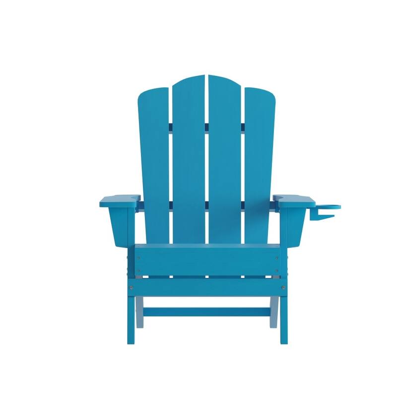 Set of 4 All-Weather Adirondack Chairs with Cupholders