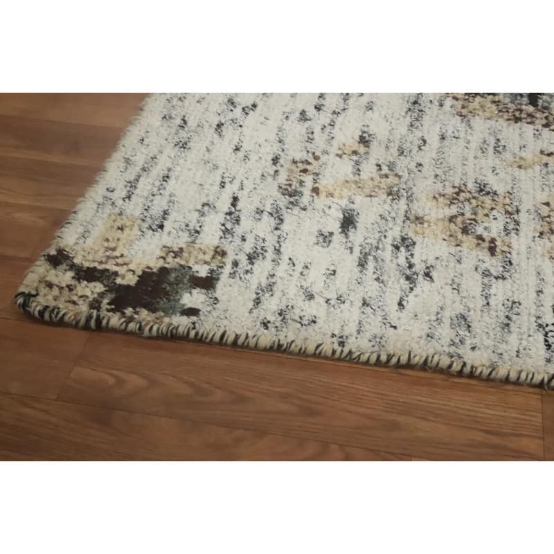 Hand-knotted Modern Wool Grey Abstract Area Rug Oriental Carpet - 7' 11'' X 5' 6''