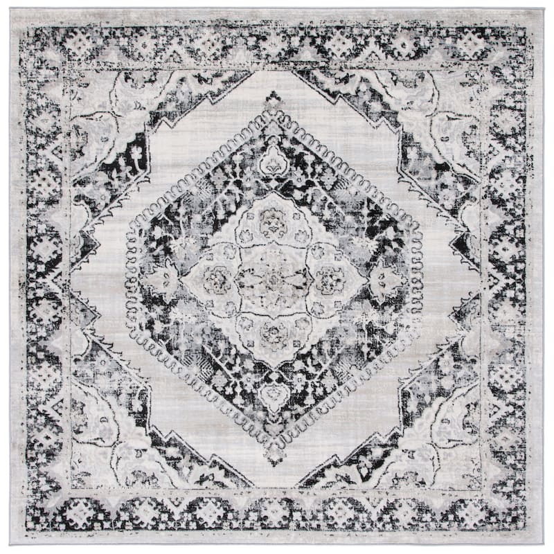 SAFAVIEH Brentwood Nato Oriental Medallion Rug - 6'7" Square - Black/Ivory