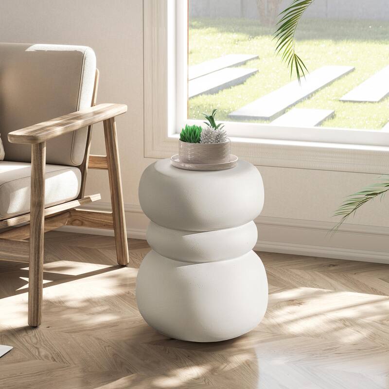 Round Concrete Side Table End Table