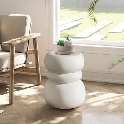 Round Concrete Side Table End Table
