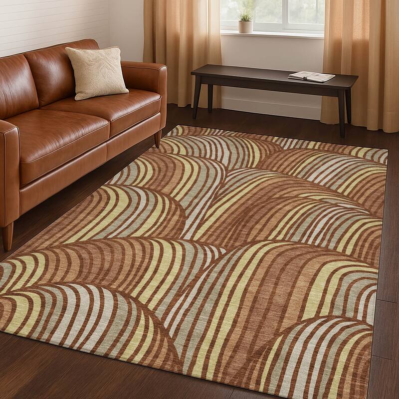 Machine Washable Indoor/ Outdoor Modern Parsons Chantille Rug