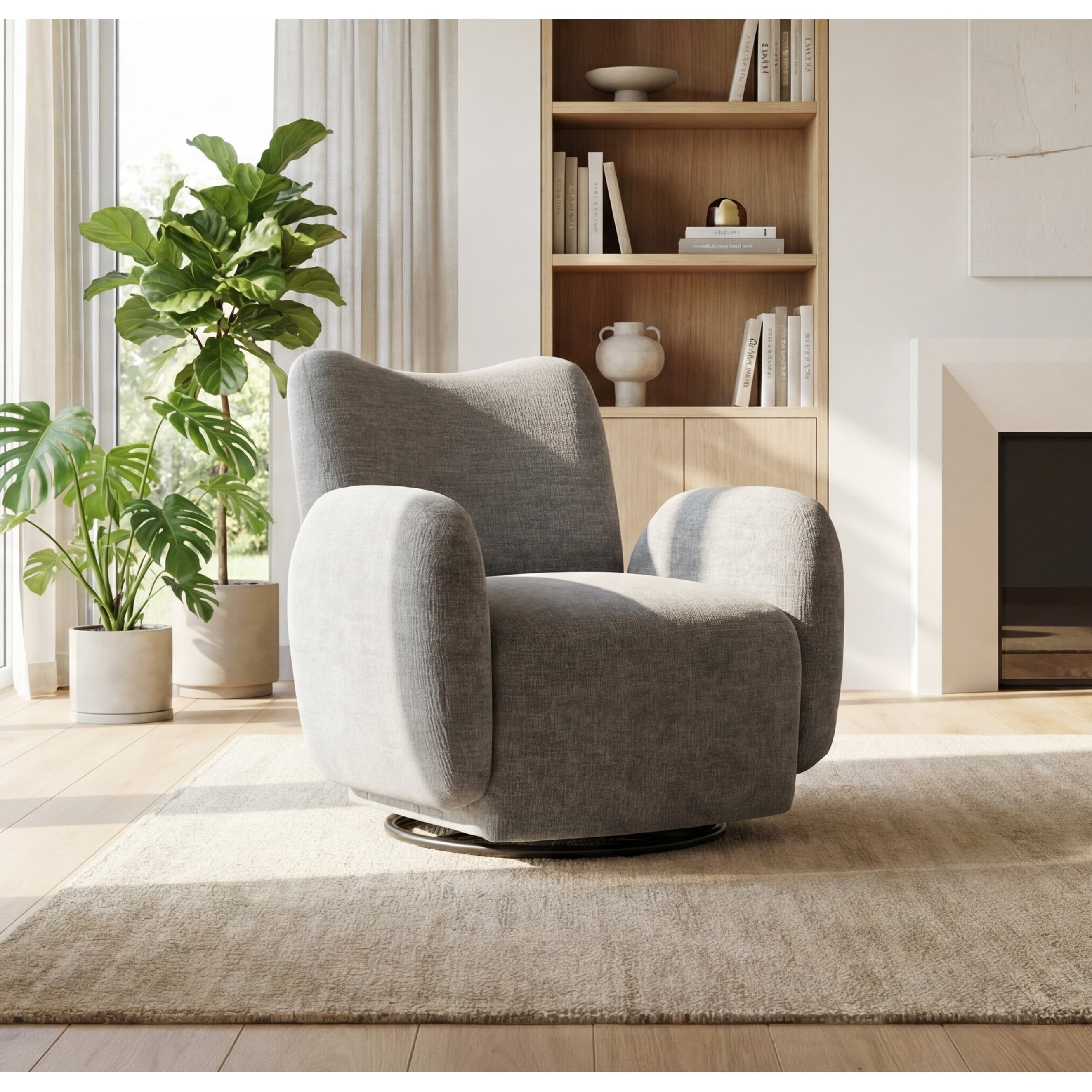 Swivel Chair Accent Chair Sofa Chair with Armrests, Leisure Chair Padded Chair Club Chair for Living Room