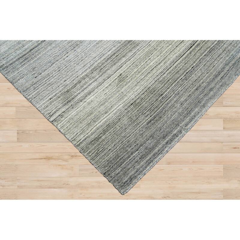 Hand Knotted Textured Tone On Tone Gray Tibetan Wool Modern Area Rug