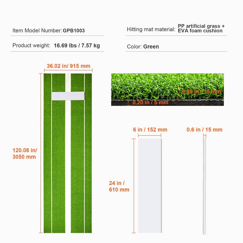 Softball Pitching Mat for Pitchers Indoor Outdoor Pitching Practice - 10' x 3'