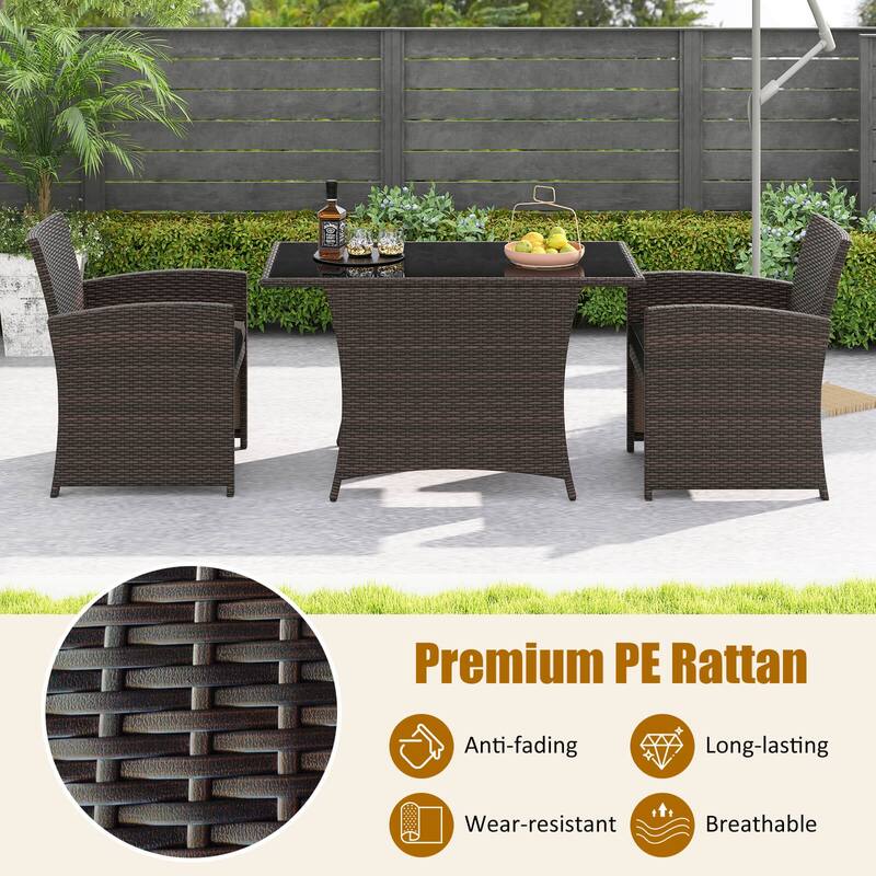Costway 3 PCS Wicker Bistro Set Balcony Furniture Set with Tempered - See Details
