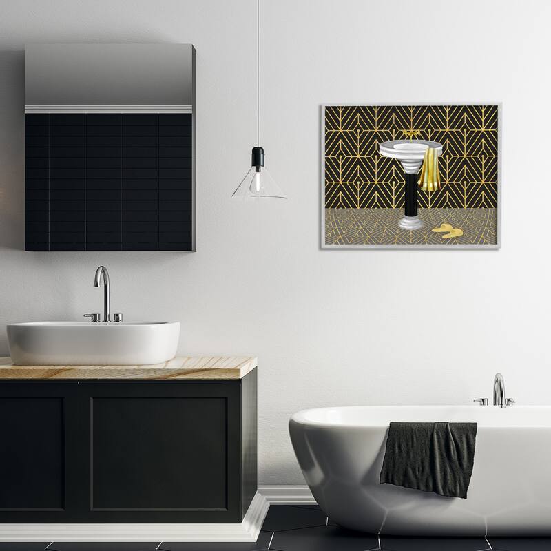Stupell Deco Style Glam Bathroom Framed Giclee Art Design By Conrad Knutsen