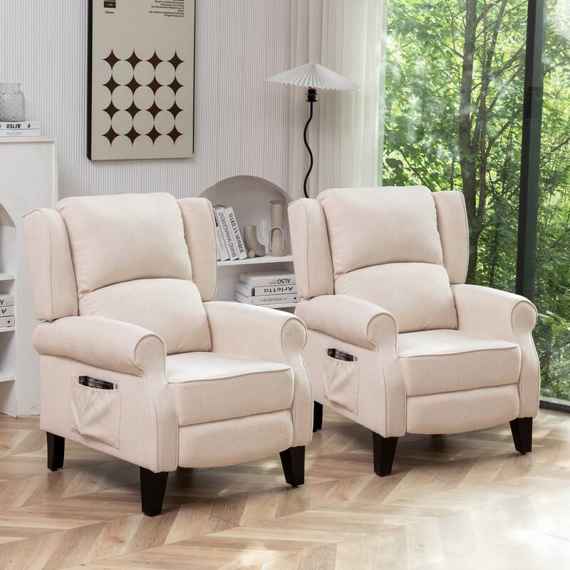HOMYKA Manual Pushback Recliner Adjustable Accent Chair Wingback Armchair Set of 2