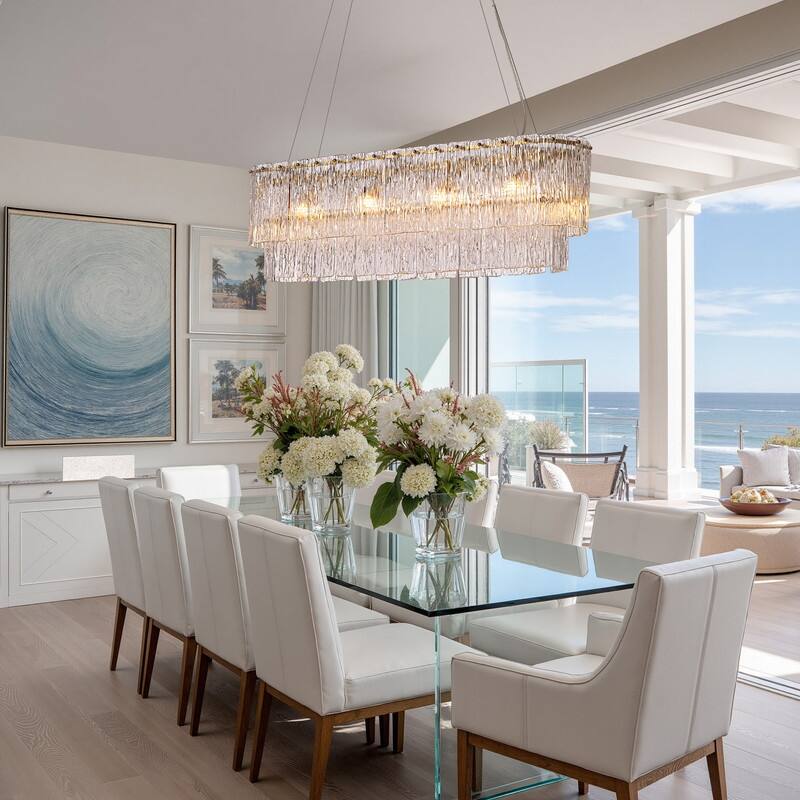 35" Gold Luxury Crystal Chandelier Dimmable Double Glass Ceiling Light for Kitchen Island Dining Room