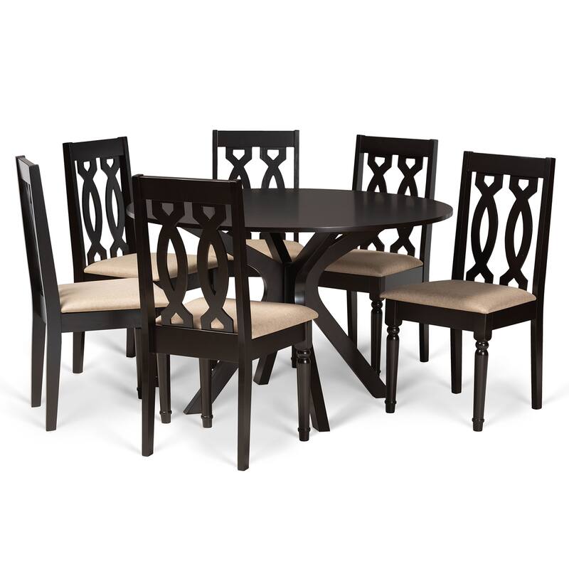 Callie Modern and Contemporary 7-Piece Dining Set - Beige