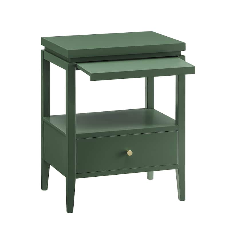 Modern Nightstand with Drawer and Floating Shelf Tapered Legs Design
