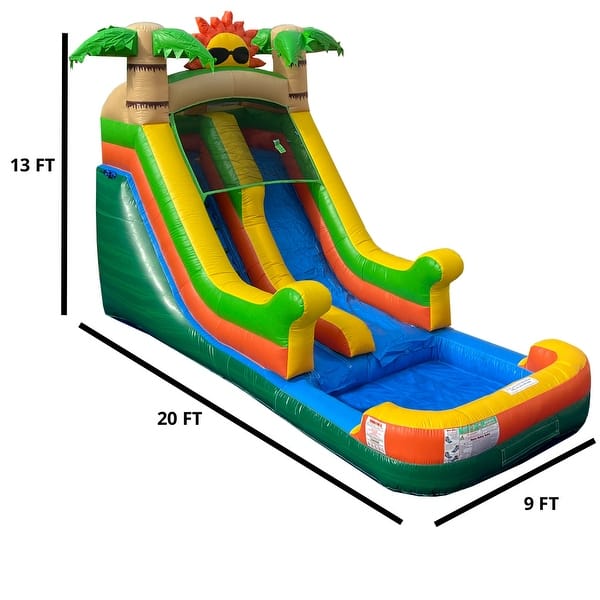 Jingo Jump 13FT Semi-Sunny Water Slide - 20′ L x 13′ H x 9′ W