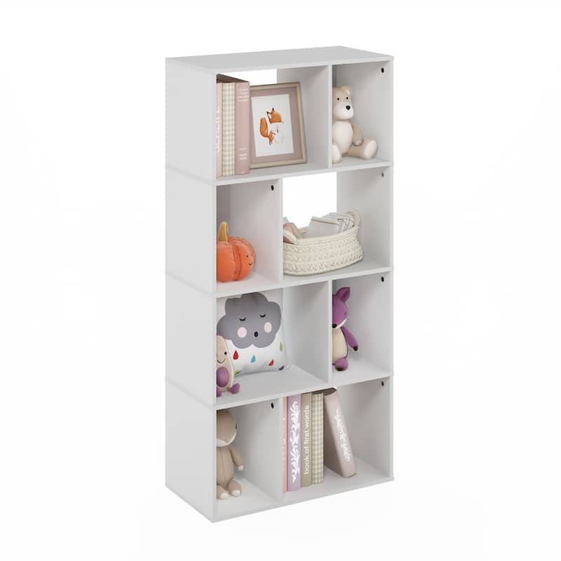 49.98 in. Tall White Wood 8-Shelf Bookcase
