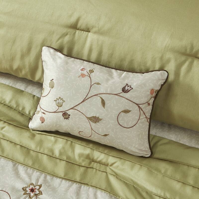 GDF Studio - Embroidered 7-Piece Comforter Set with Decorative Pillows