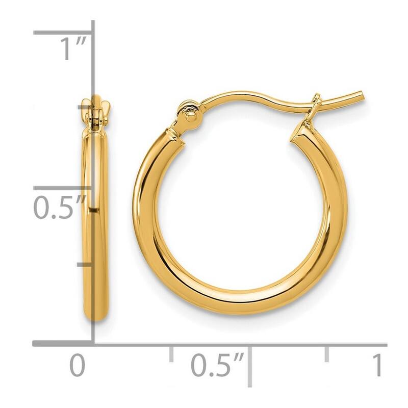 Curata 14k Yellow Gold Polished 2x17.5mm Polished Hoop Earrings - 17x17mm 2mm