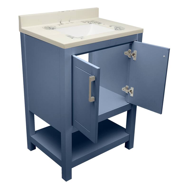 Taos 25" Bathroom Vanity with Cultured Marble Vanity Top Sink in White with White Basin