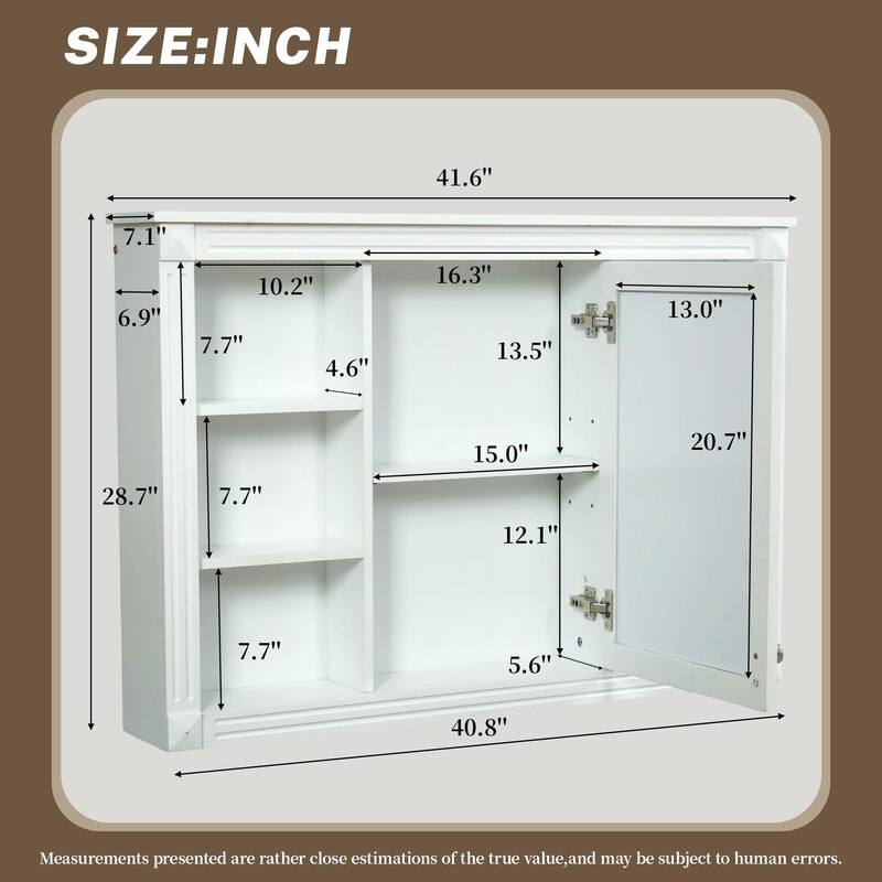 42" Wall-Mounted Bathroom Storage Cabinet with Mirror