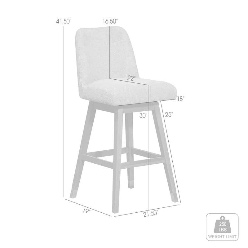 Amalie Upholstered Bar Stool, Swivel Counter Height Stool with Solid Wood Frame