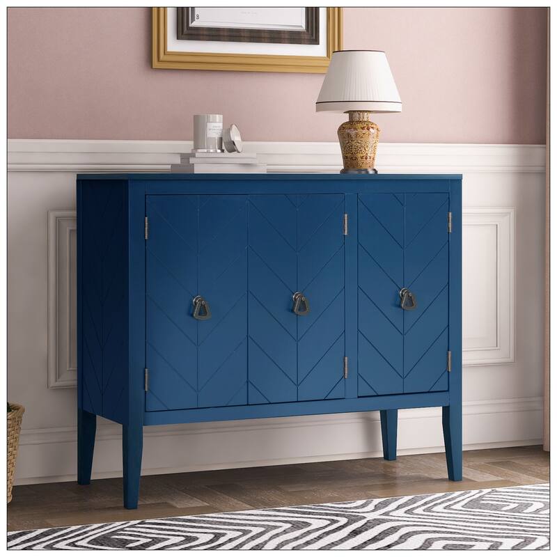 Adjustable Shelf Storage Sideboard with 3 Retro Metal Handles