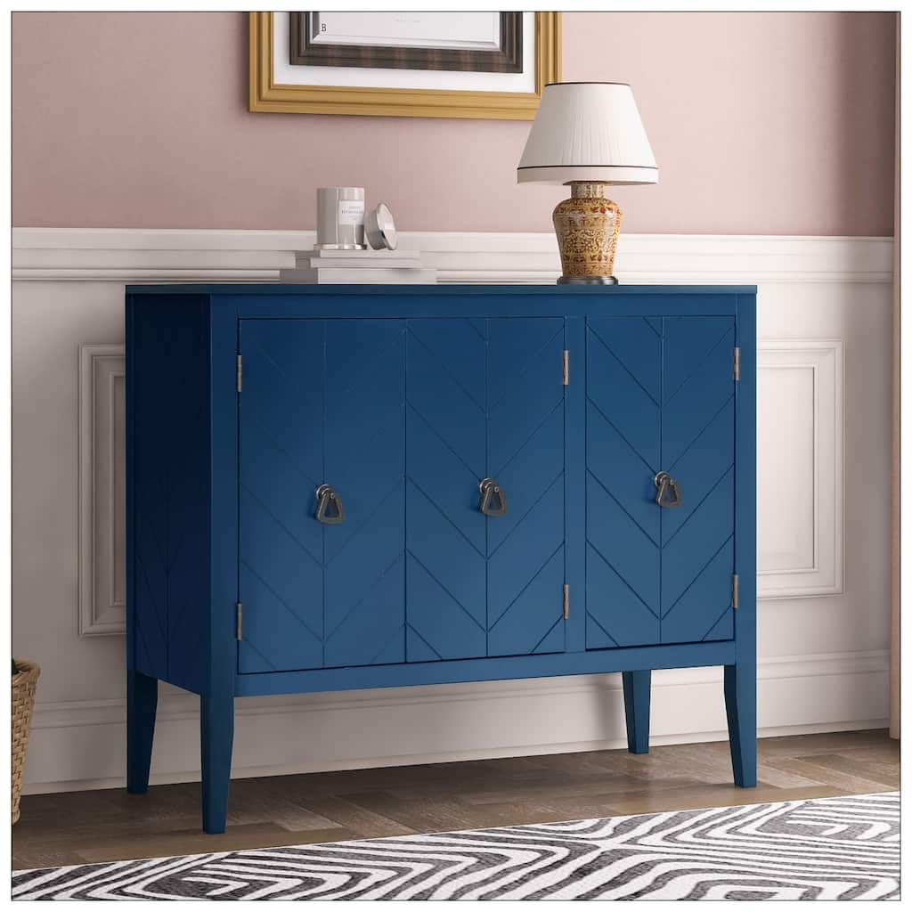 Adjustable Shelf Storage Sideboard with 3 Retro Metal Handles