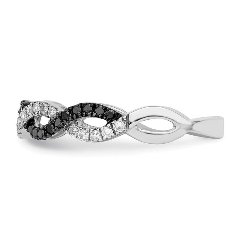 Curata 925 Sterling Silver Polished Prong set Rhodium Plated Back and White Diamond Ring