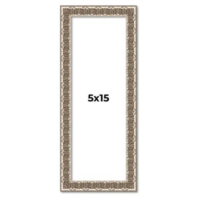 5x15 Frame Silver Versailles Ornate Solid Wood Picture Frame | 1 Inch