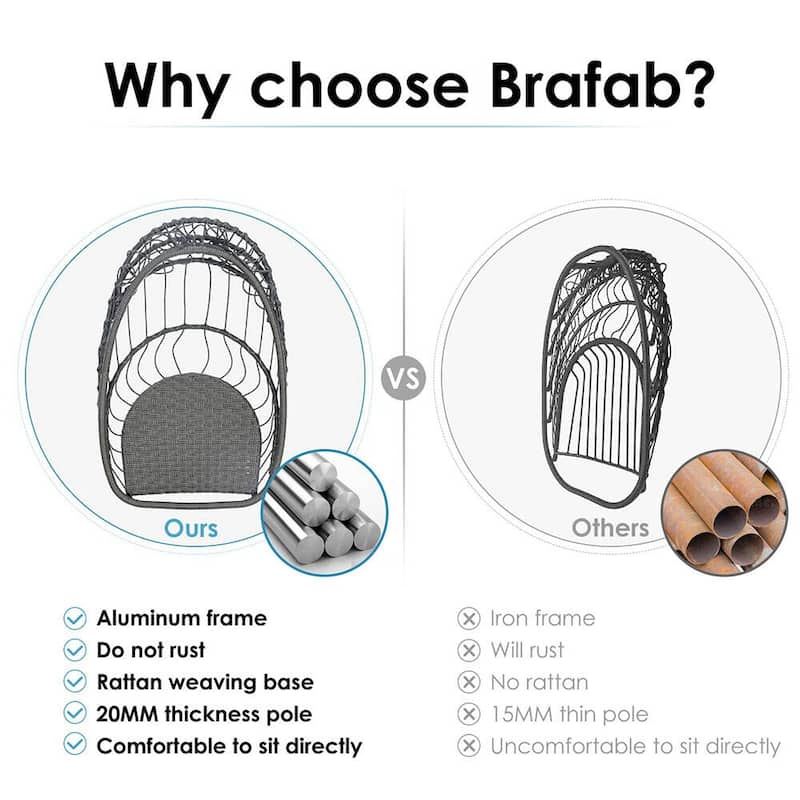 Egg Chair with Stand,Patio Rattan Wicker Hanging Swing,Indoor Outdoor - Egg Chair with Stand