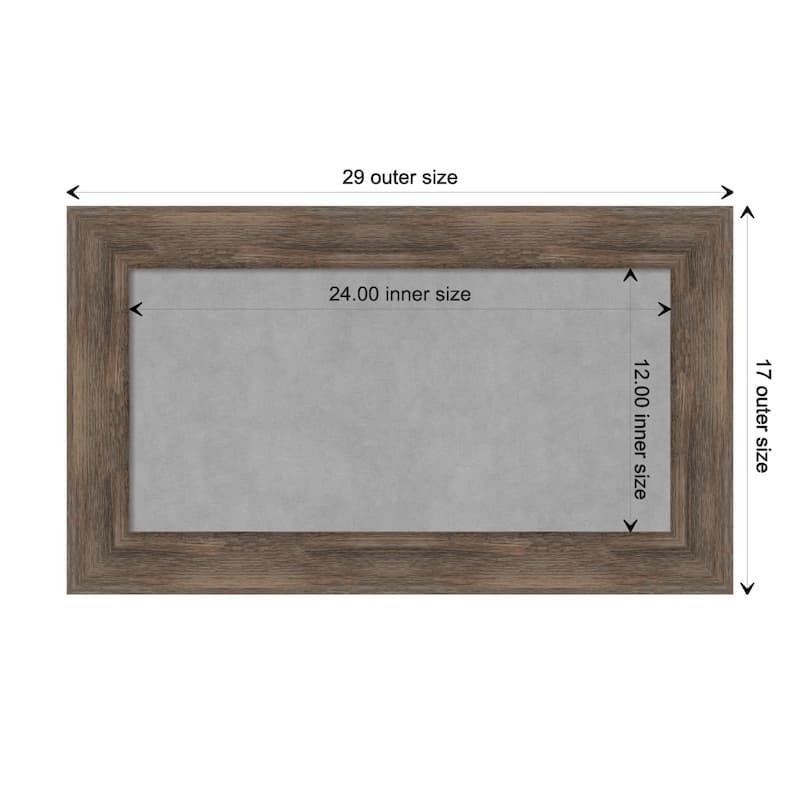 Amanti Art Hardwood Mocha Framed Magnetic Board - Board Size 24x12