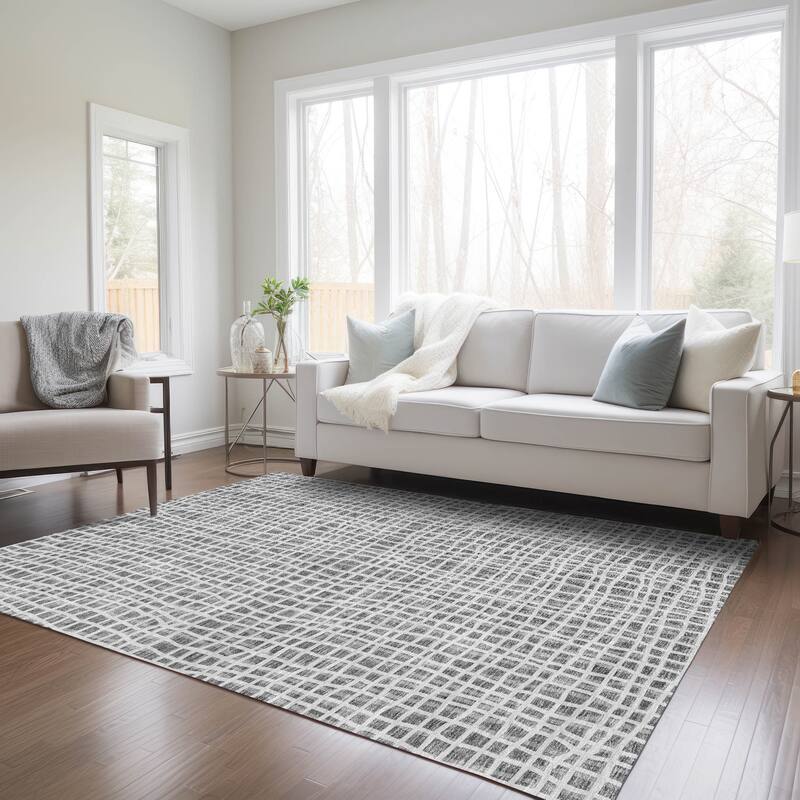 Machine Washable Indoor/ Outdoor Chantille Modern Abstract Rug