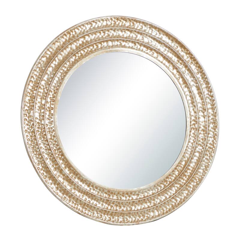 Metal Textured Wall Mirror with Grooves - Gold - Roche River Decor - 1"W x 39"L x 39"H