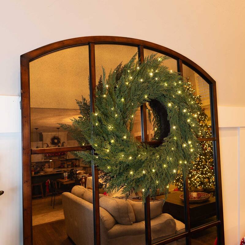 30 in. Pre-Lit LED Wreath - Cypress