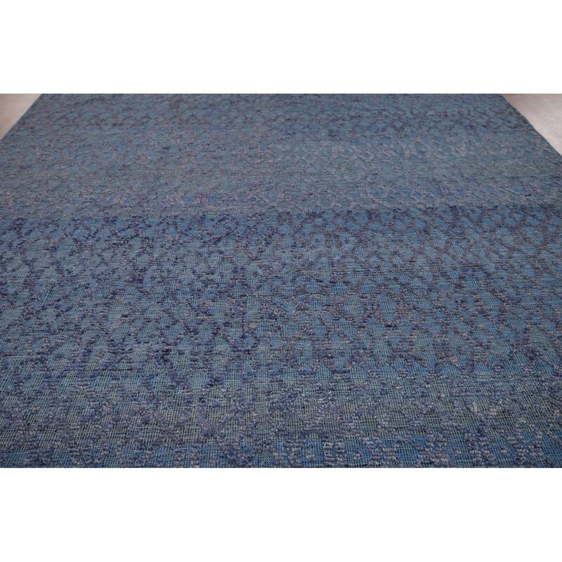 All-Over Trellis Moroccan Oriental Large Rug Hand-Knotted Wool Carpet - 9'8"x 14'7"