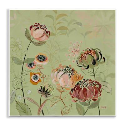 Stupell Curled Chrysanthemums on Green Wall Plaque Art Design By Dusza