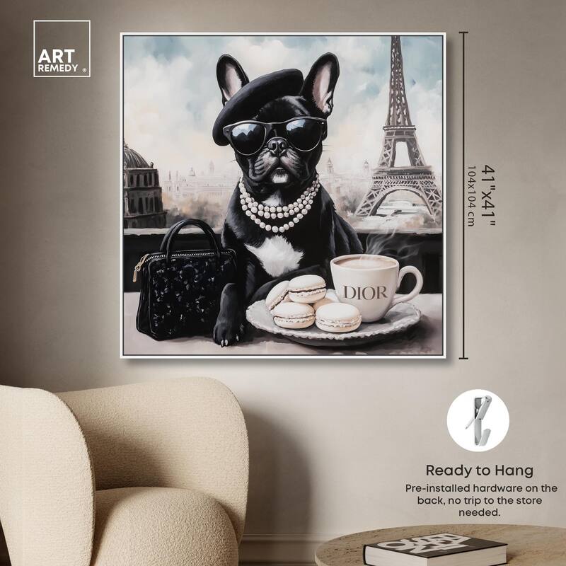 Frenchie in Paris Treats Canvas by Art Remedy