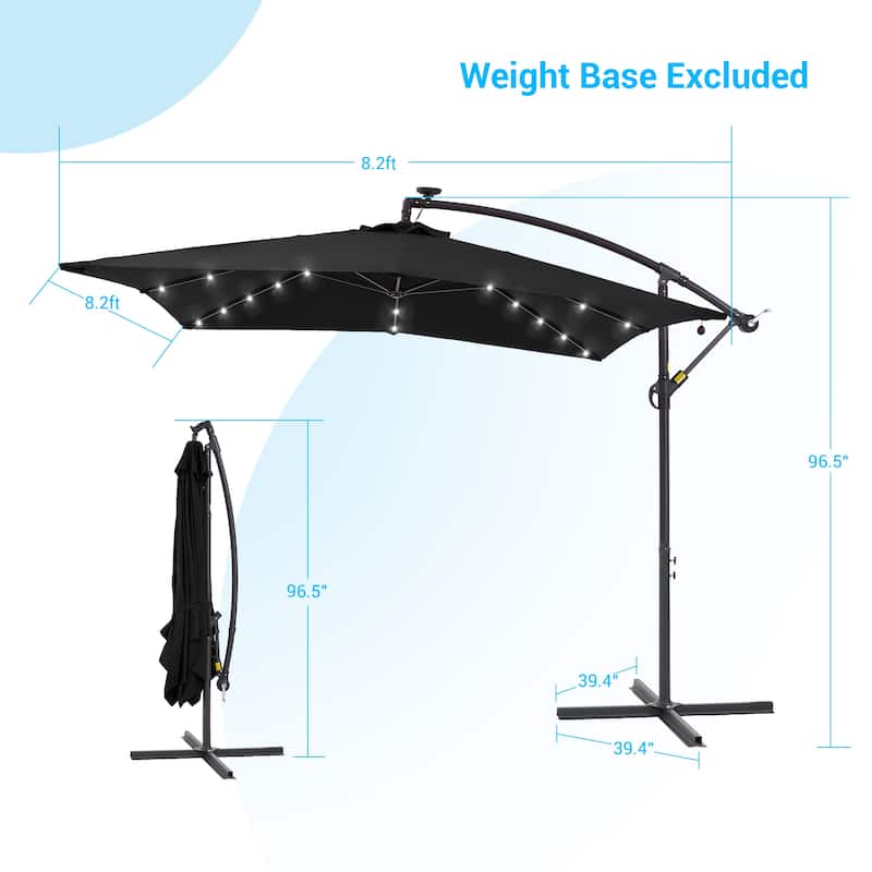 LIVOOSUN Outdoor Patio Umbrella, Square Canopy Offset LED Umbrella