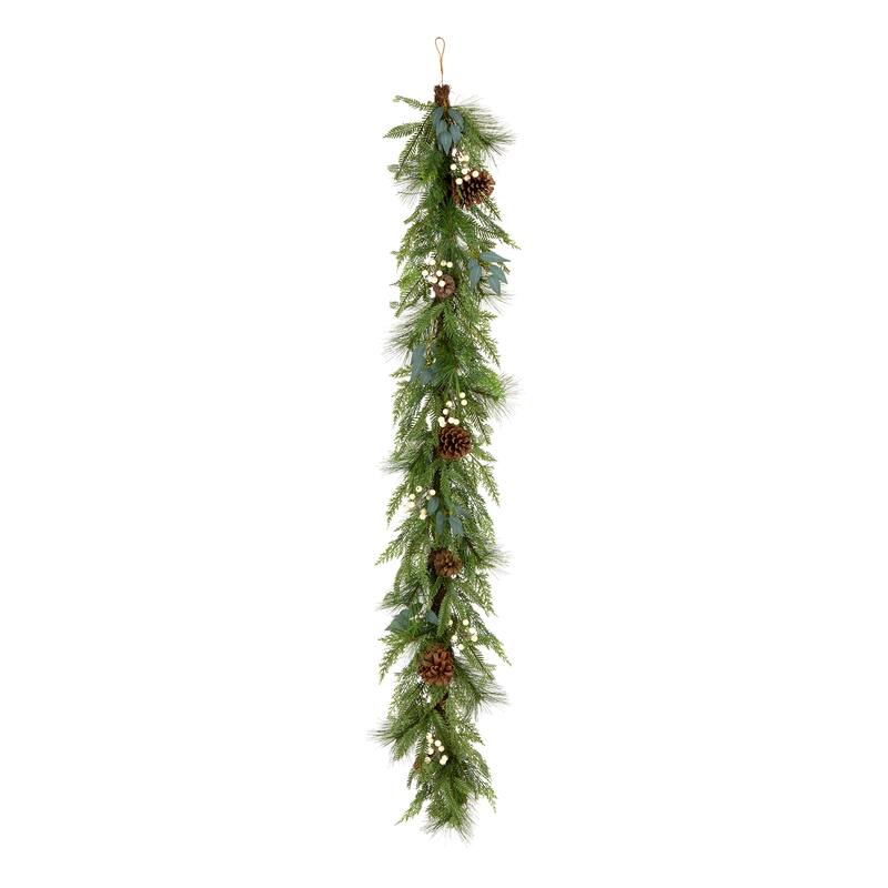 National Tree Company 6 ft. Artificial Inspired by Nature Christmas Garland with White Berries, Pinecones, and Cypress Tips
