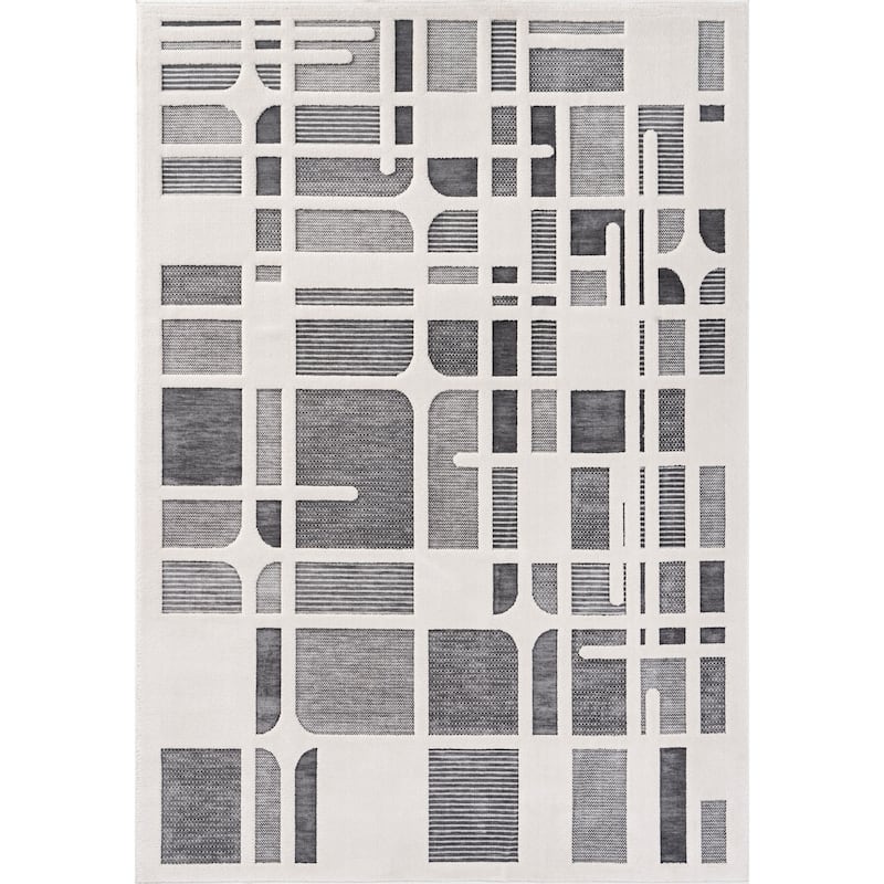 Lana Collection Transitional Geometric Cream and Gray Area Rug