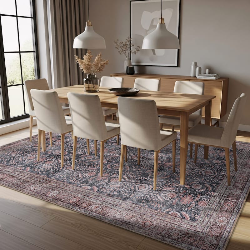 World Rug Gallery Vintage Inspired Machine Washable Non Slip Area Rug