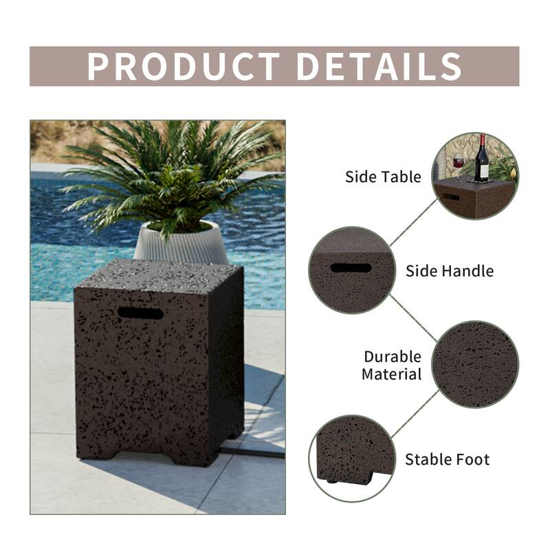COSIEST Concrete Outdoor Propane Tank Cover Table