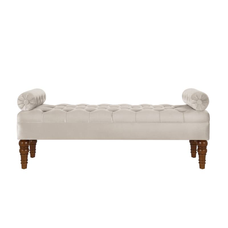Upholstered Window Bench with Tufted Button