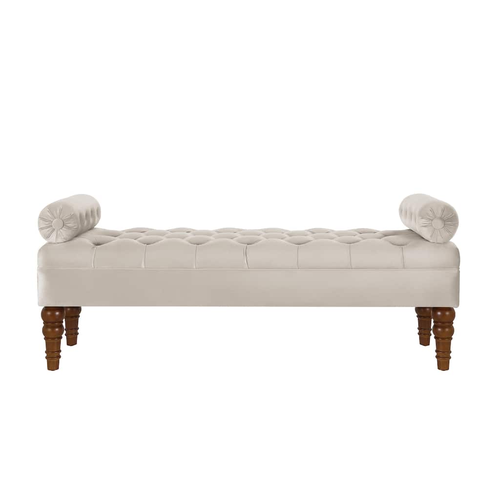 Velvet End of Bed Bench Champagne Hallway Bench Ottoman Bench for Bedroom, Simple Indoor Bench Leisure Bench