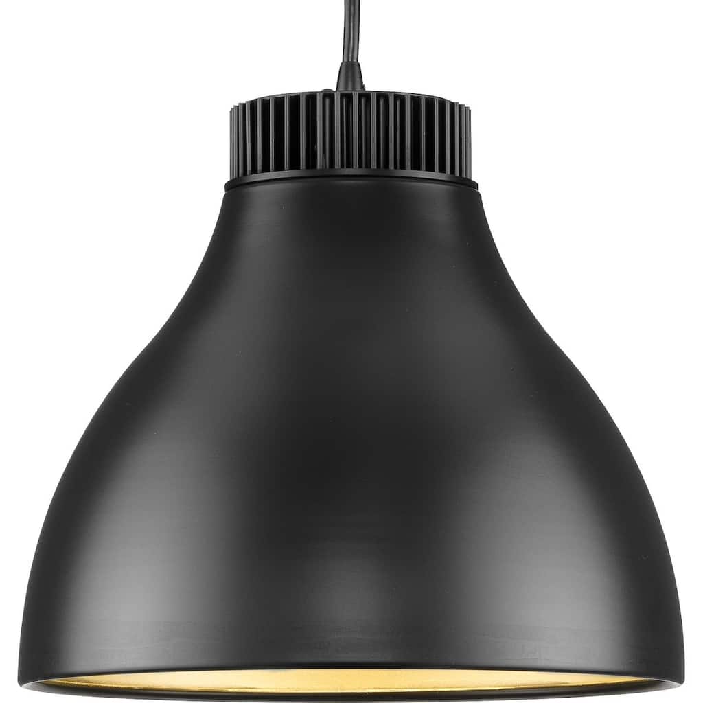 Radian LED Collection Modern Matte Black Metal Pendant - 10.6 in x 10.6 in x 10 in