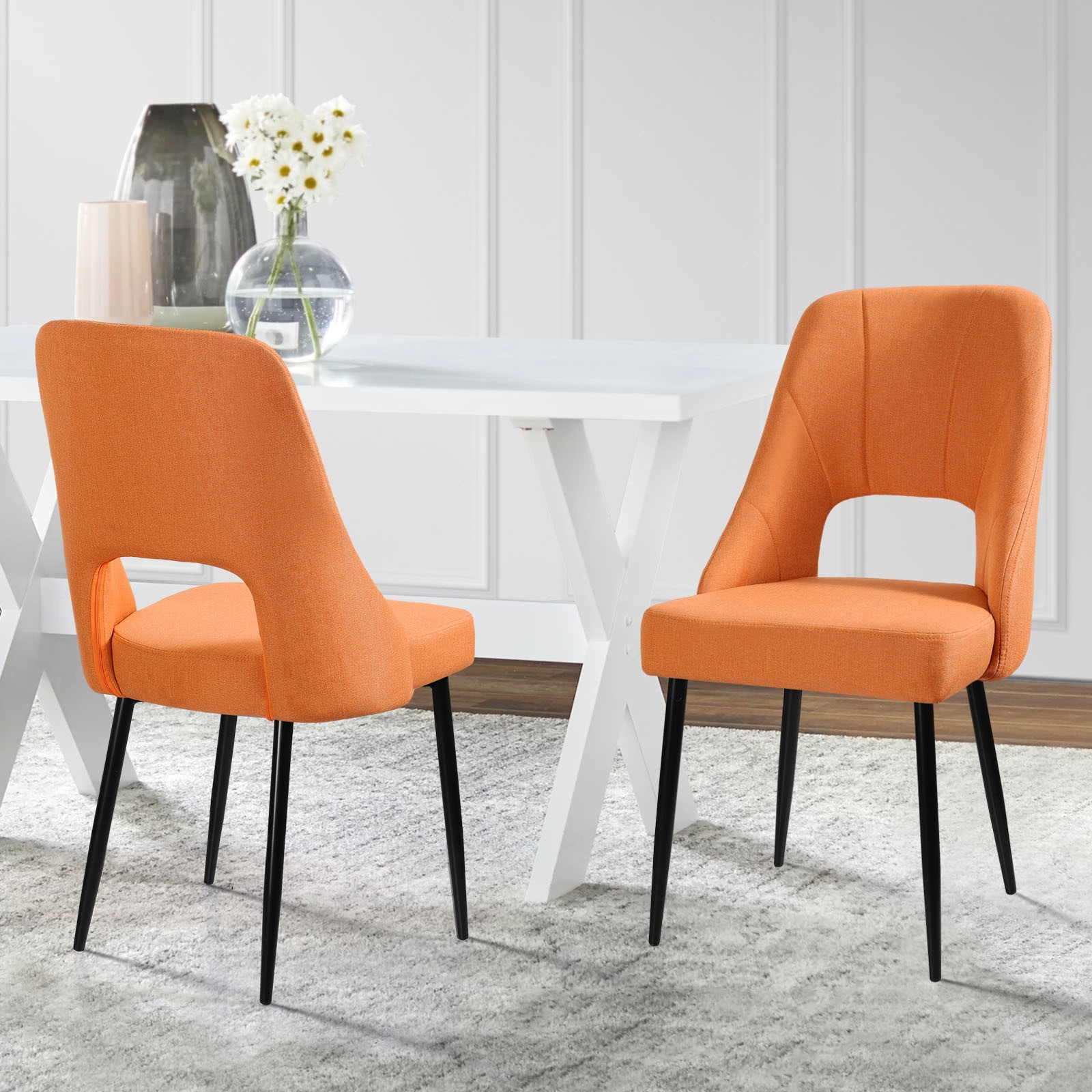 Linen upholstered dining chairs deals