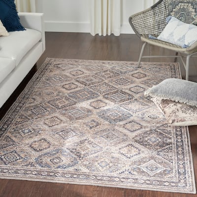 New Concept Washables Machine Washable Flatwoven Boho Medallion Area Rug