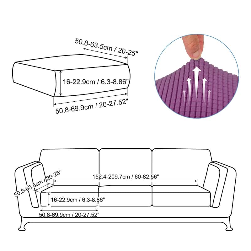 2 Pcs Couch Cushion Cover, 20"x20" Polyester Stretch Sofa Cover