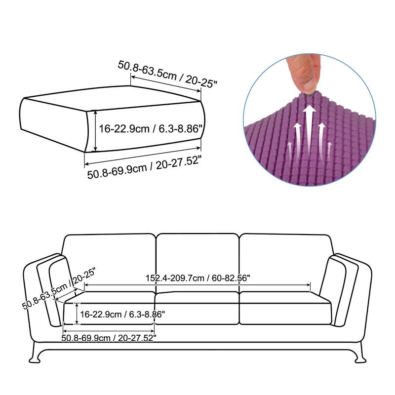 3 Pcs Couch Cushion Cover, 20"x20" Polyester Stretch Sofa Cover