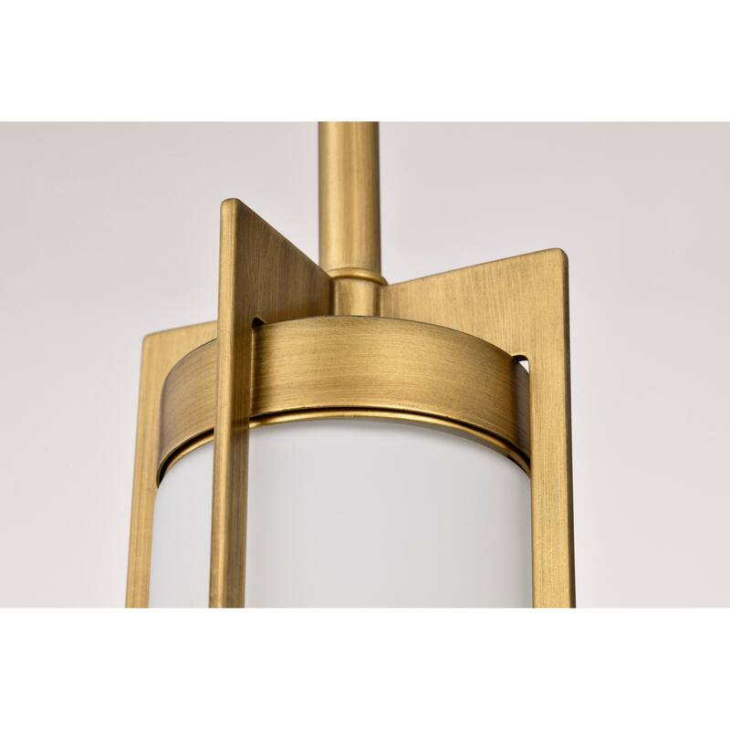Roselle Mini Pendant Natural Brass with White Glass - Natural Brass