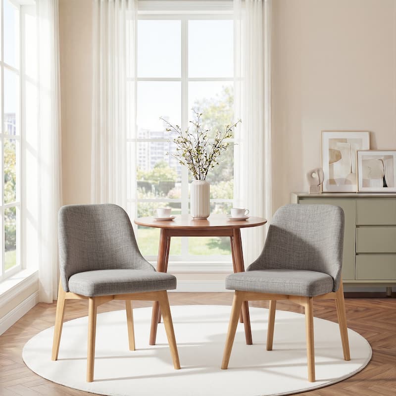 Upholstered Side Chair Dining Chairs Kitchen Chairs with Wood Legs Set of 2 - Oak-Light Gray