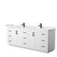 preview thumbnail 43 of 114, Miranda Double Vanity Set, Cultured Marble Top, No Mirror 84-Inch Double - White, Black Trim, Carrara Cultured Marble Top